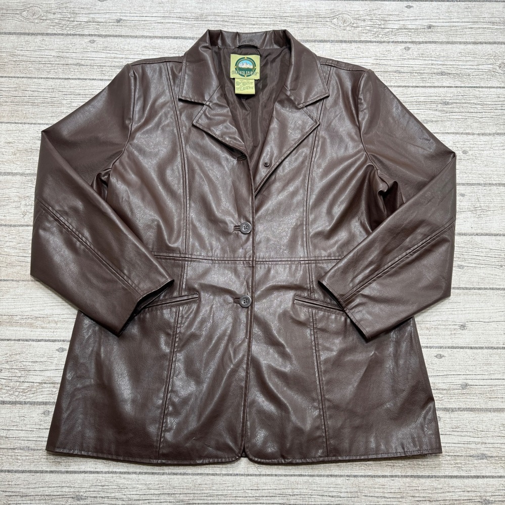Weather Spirits Faux Leather Jacket Women's Large Brown Relaxed Fit Vintage